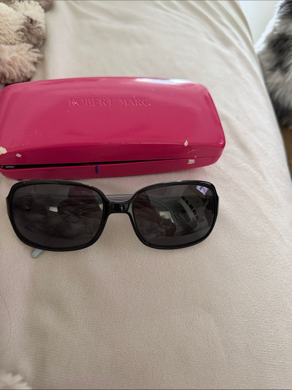 Robert Marc Women's Black Sunglasses with Pink Hard Case